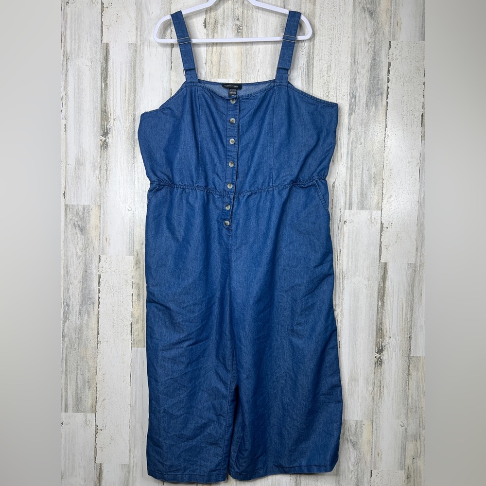 Womens 3X Blue Denim Jumpsuit by Eighty Eight Lightweight Casual Contemporary
